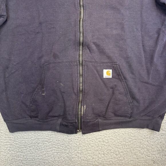 Vintage Carhartt Heavyweight Full Zip Hooded Sweatshirt Blue 102974 - 2XL Tall - Picture 5 of 13
